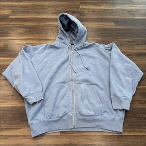 Brandy Melville Hoodie One Size Blue Full Zip Fleece Hooded Sweatshirt Relaxed